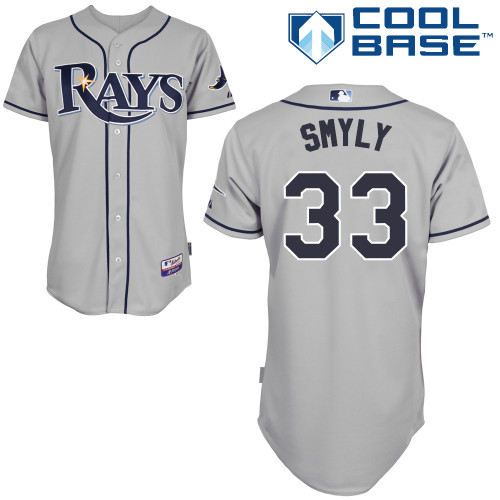 Drew Smyly #33 MLB Jersey-Tampa Bay Rays Men's Authentic Road Gray Cool Base Baseball Jersey